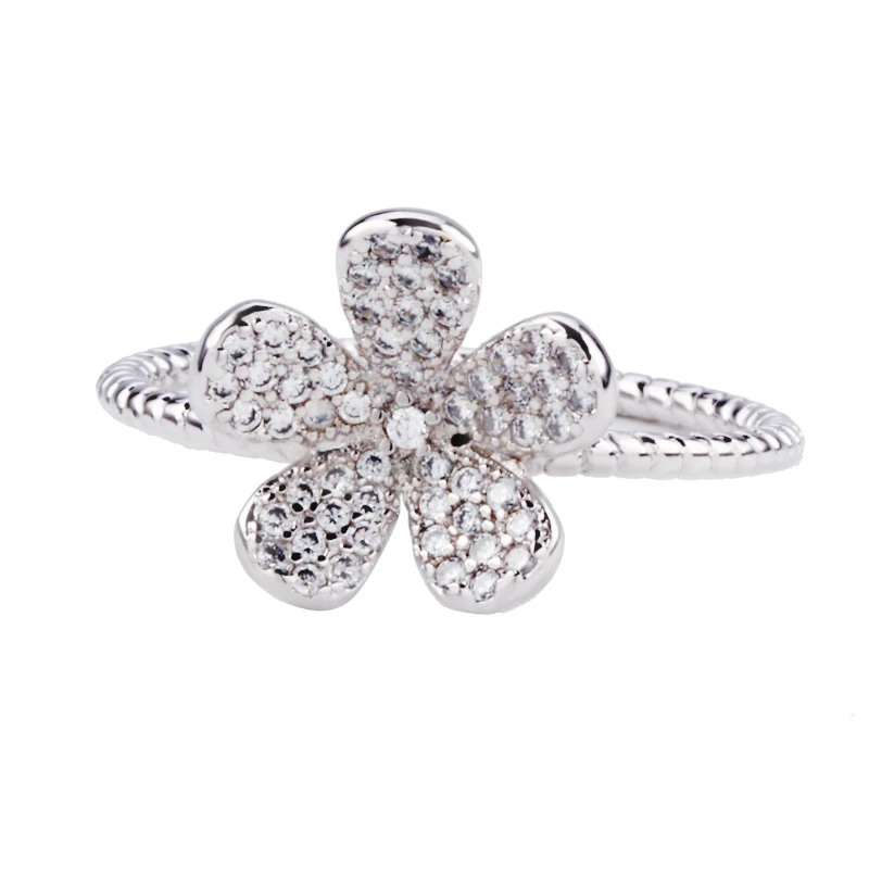 Vines spring flowers women's Micro inlaid diamond ring leaves grass clover combination girl's ring zircon S925 silver jewelry, Picture 
Vines spring flowers women's Micro inlaid diamond ring leaves grass clover combination girl's ring zircon S925 silver jewelry, Picture
