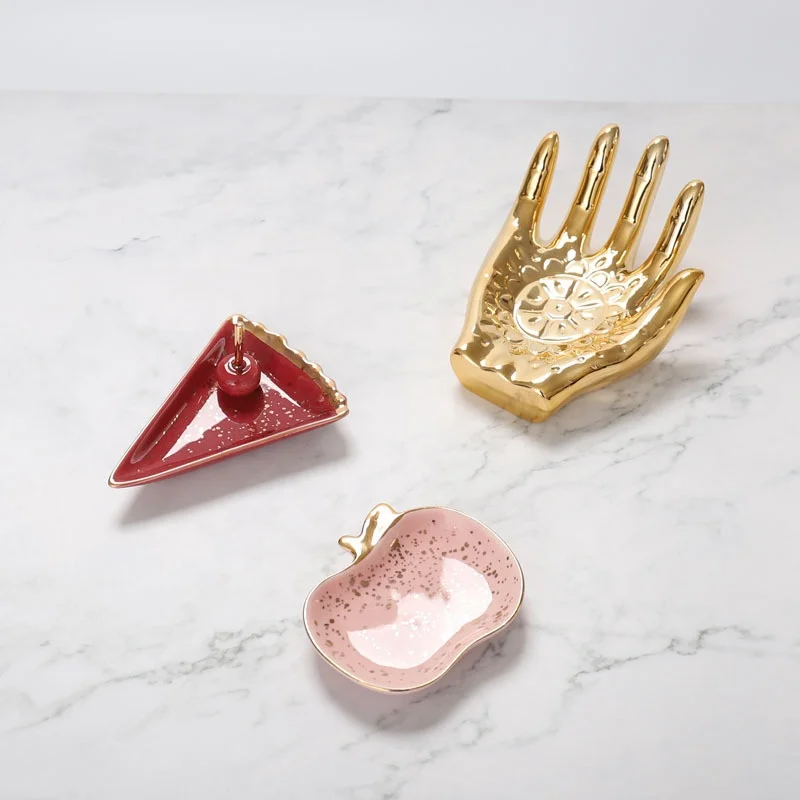 Palm Pizza Apple Shape Gold Jewelry Display Plate Ceramic Rings Storage Tray, As shown
Palm Pizza Apple Shape Gold Jewelry Display Plate Ceramic Rings Storage Tray, As shown