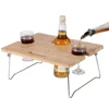Portable and Foldable Wine and Snack Table for Picnic Outdoor on The Beach Park or Indoor Bed-2 Positions