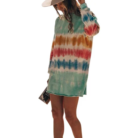 Factory Direct Sales Autumn And Winter New Tie-dye Printing Home Wear Casual Long Long Sleeve Loose Dress, Customized color
Factory Direct Sales Autumn And Winter New Tie-dye Printing Home Wear Casual Long Long Sleeve Loose Dress, Customized color