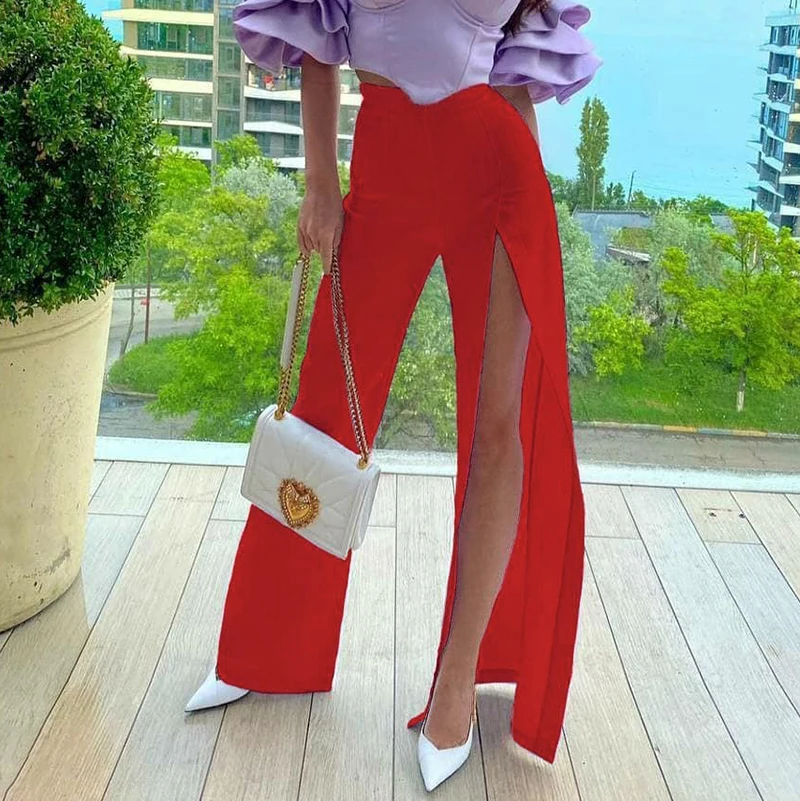 CUTENOVA M21PT600 Autumn High Waist Wide Leg unilateral split casual Trousers, Picture
CUTENOVA M21PT600 Autumn High Waist Wide Leg unilateral split casual Trousers, Picture