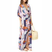 

Women summer holiday maxi kimono kaftan dress fashion bohemian beach cover up