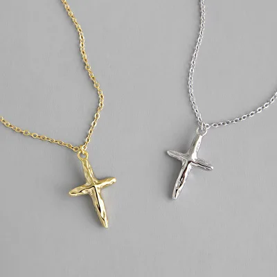 High Quality INS 925 Sterling Silver Irregular Bumpy Cross Necklaces Silver Gold Plated Cross Pendant Necklaces
High Quality INS 925 Sterling Silver Irregular Bumpy Cross Necklaces Silver Gold Plated Cross Pendant Necklaces