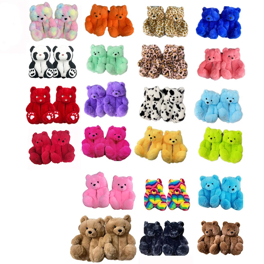 Wholesale Home Plush Hot Selling Teddy bear slippers multi color slides
Wholesale Home Plush Hot Selling Teddy bear slippers multi color slides
