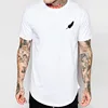 Hip Hop Muscle Fit Curved Hem white Cotton Custom Printing logo men T shirt