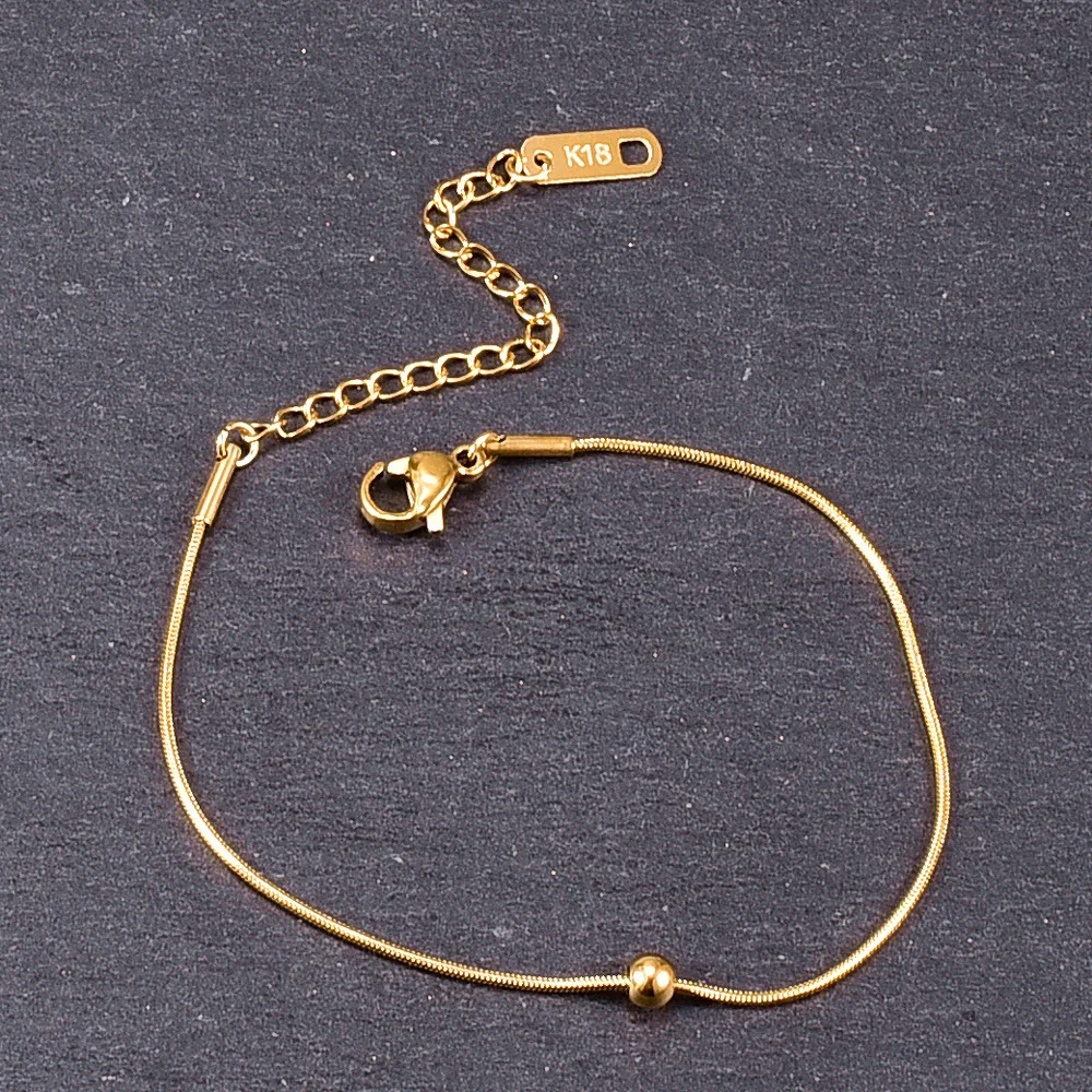 Minimalist women fashion jewelry beads bracelet stainless steel 18k gold plated snake chain gold anklets, Gold/rose gold
Minimalist women fashion jewelry beads bracelet stainless steel 18k gold plated snake chain gold anklets, Gold/rose gold