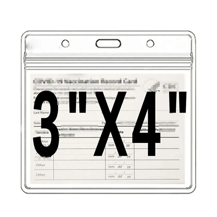 4 X 3 inch Record Vaccine Cards Holder Clear Plastic Sleeve Vaccination Card Protector
4 X 3 inch Record Vaccine Cards Holder Clear Plastic Sleeve Vaccination Card Protector