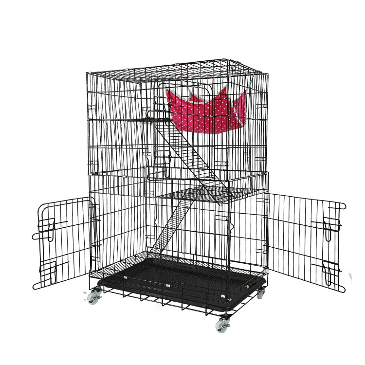 Luxury Multi Layer Foldable Large Metal Pet Cat Cage with Wheel Hammock, Black, white
Luxury Multi Layer Foldable Large Metal Pet Cat Cage with Wheel Hammock, Black, white