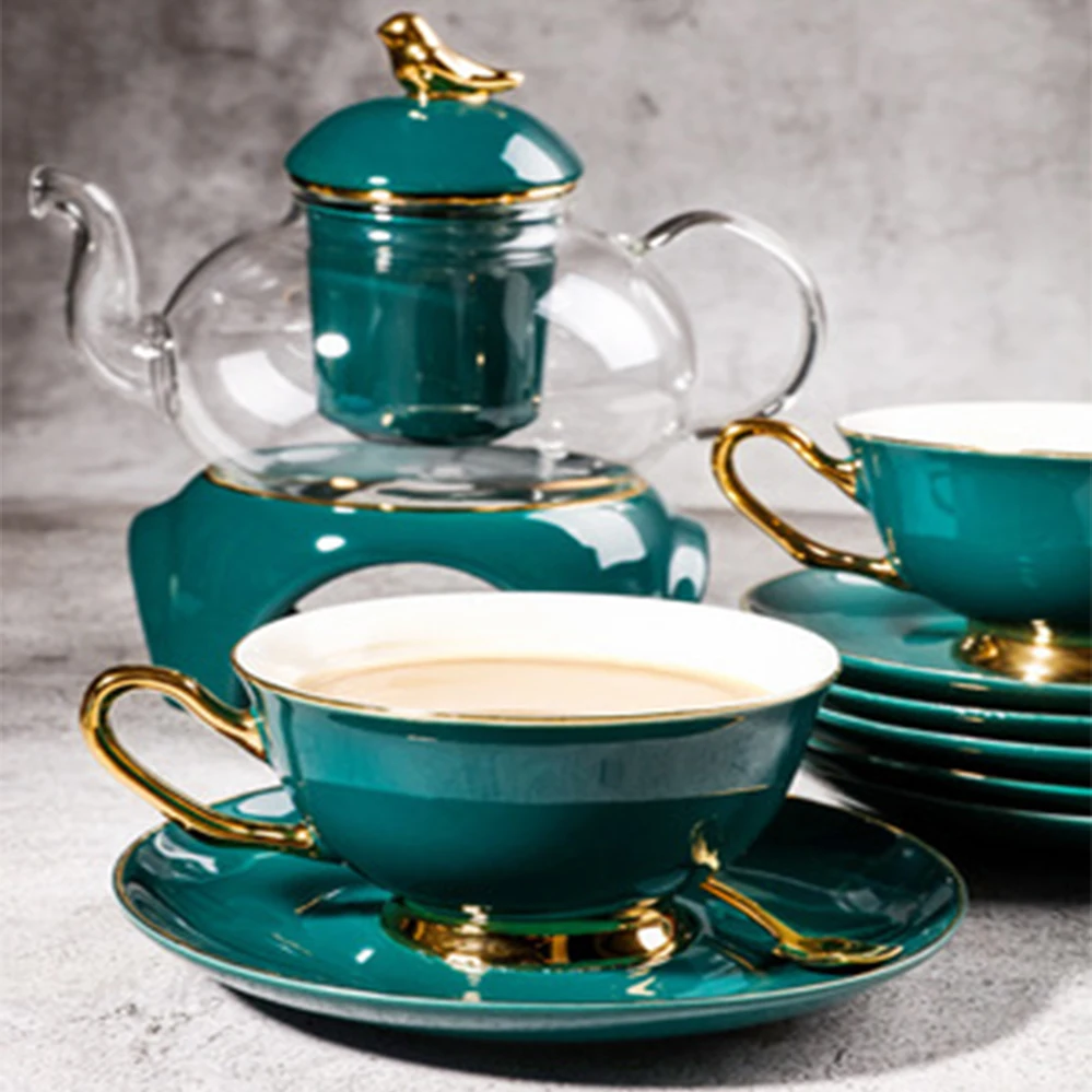 European Turquoise Color Luxury Modern Coffee Tea Cup Sets Tray Porcelain Tea Set with Teapot, Accept customized
European Turquoise Color Luxury Modern Coffee Tea Cup Sets Tray Porcelain Tea Set with Teapot, Accept customized