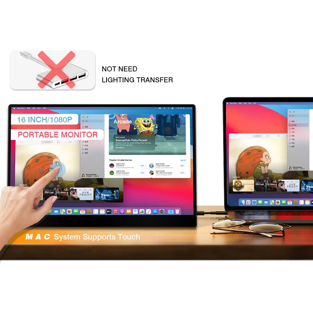 16 inch HDR ips 1080P usb type c touch screen built in battery supported smart phone Ma-c laptop dual screen gaming monitor
16 inch HDR ips 1080P usb type c touch screen built in battery supported smart phone Ma-c laptop dual screen gaming monitor