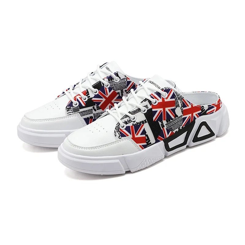 Spring and summer new style men's casual breathable sports board shoes half drag, White,black
Spring and summer new style men's casual breathable sports board shoes half drag, White,black