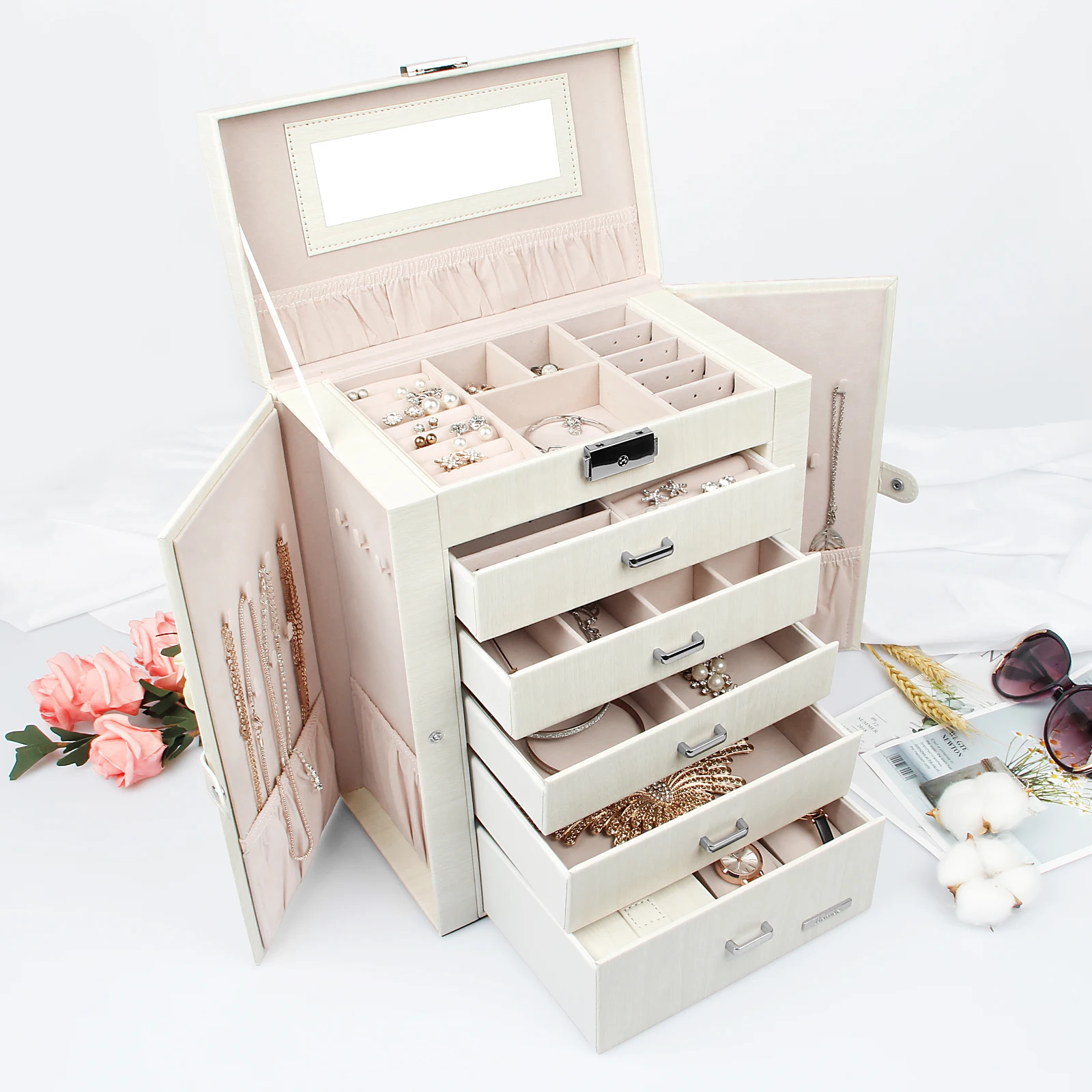 New Fashion Large Capacity 2 in 1 PU leather Jewelry Box for rings earrings necklaces pendants watches
New Fashion Large Capacity 2 in 1 PU leather Jewelry Box for rings earrings necklaces pendants watches