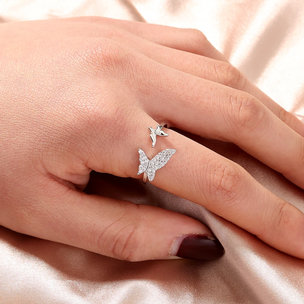 Dainty Luxury Adjustable Diamond Ring For Girls Bling Crystal Zircon Engagement Wedding Butterfly Rings Silver Jewelry Women
Dainty Luxury Adjustable Diamond Ring For Girls Bling Crystal Zircon Engagement Wedding Butterfly Rings Silver Jewelry Women