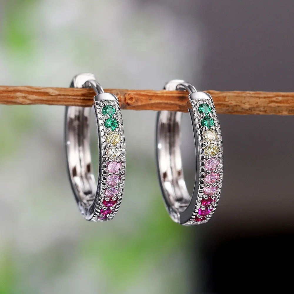 New Trendy Hoop Earrings with Rainbow Cubic Zircon for Women Fashion Accessories Versatile Female Jewelry, Customized color
New Trendy Hoop Earrings with Rainbow Cubic Zircon for Women Fashion Accessories Versatile Female Jewelry, Customized color