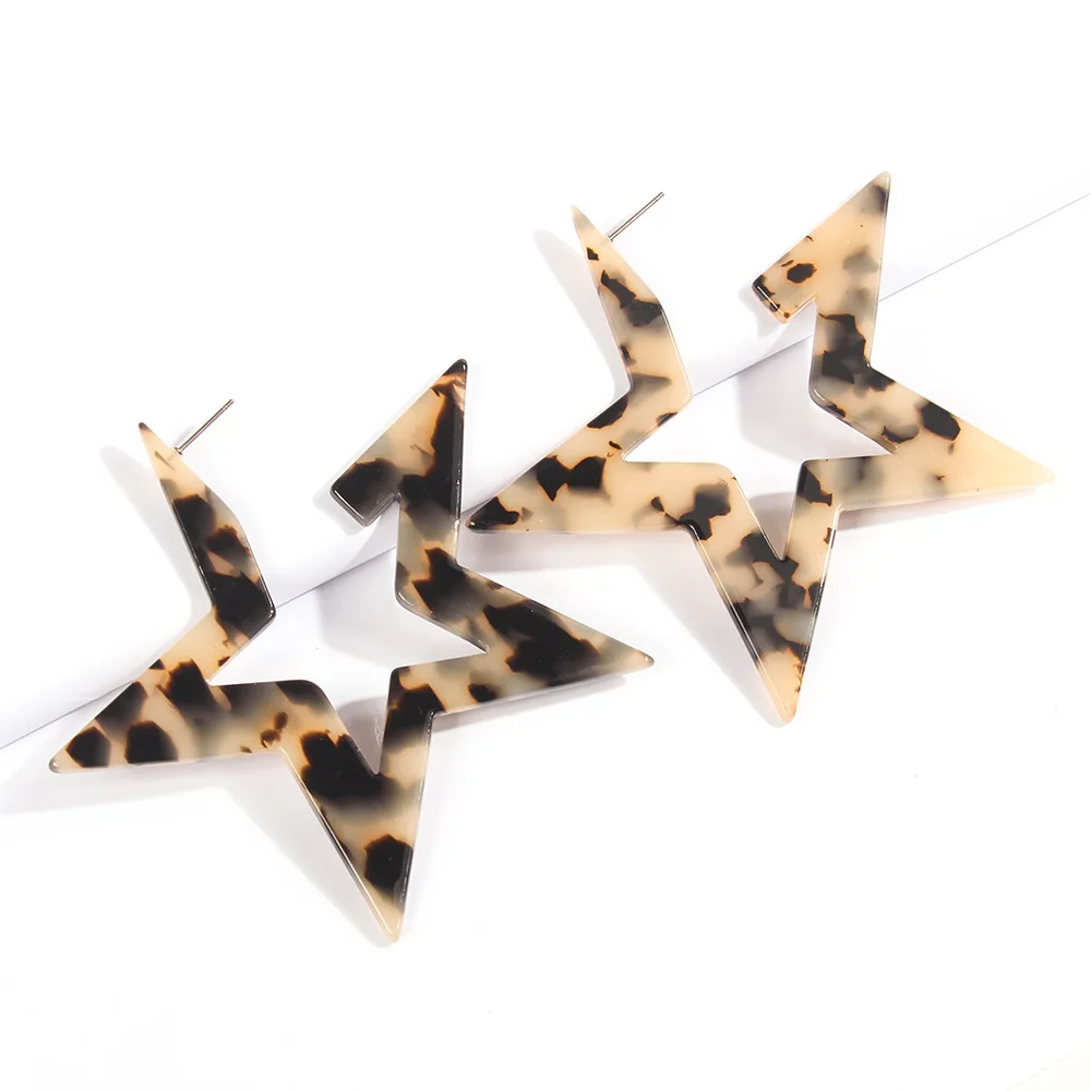 Summer Fashion Tortoise Shell Acrylic Star Stud Earrings Leopard Resin Acetate Star Earrings
Summer Fashion Tortoise Shell Acrylic Star Stud Earrings Leopard Resin Acetate Star Earrings