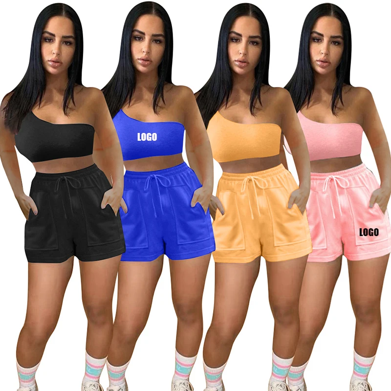 Free Shipping New Arrival One Shoulder Crop top and Short With Pocket Custom Workout Short Sets for Women, Color avaliable
Free Shipping New Arrival One Shoulder Crop top and Short With Pocket Custom Workout Short Sets for Women, Color avaliable