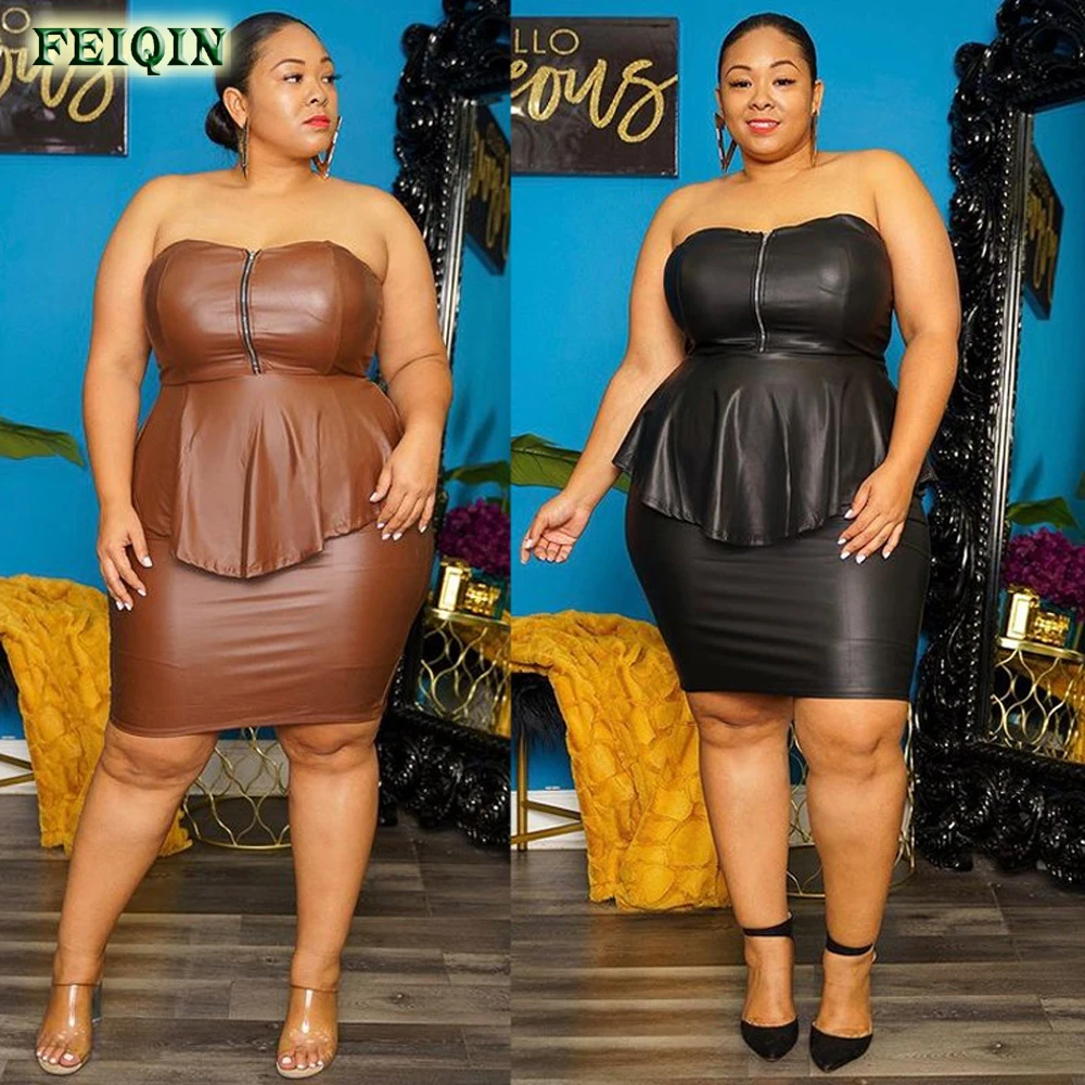 XL-5XL plus size women two piece skirt set PU leather sexy peplum dress for fat woman plus size dress women clothing
XL-5XL plus size women two piece skirt set PU leather sexy peplum dress for fat woman plus size dress women clothing