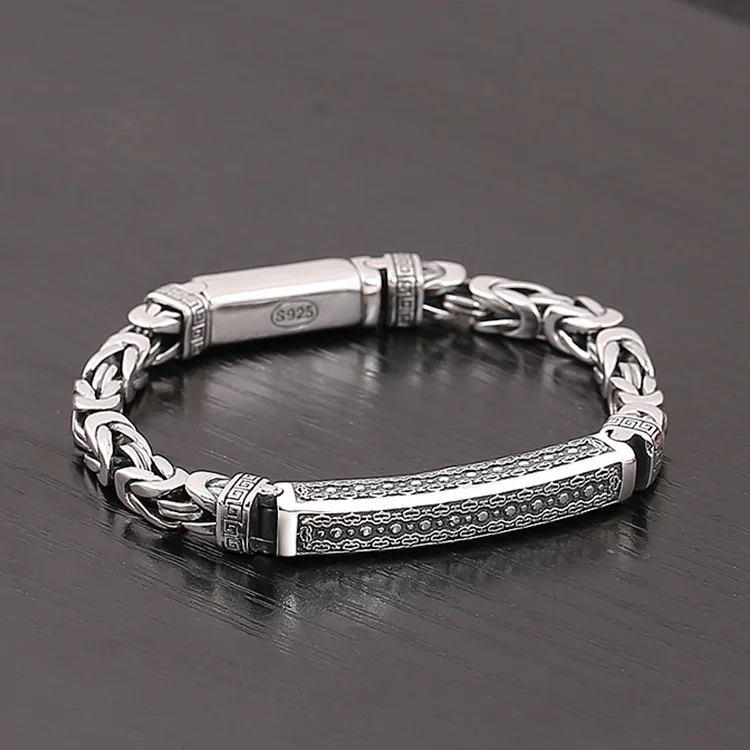 S925 Sterling Silver Fashion Personality Marcasite Retro Keel Weave Silver Chain Ping An Polka Dot Silver Medal Men Bracelet
S925 Sterling Silver Fashion Personality Marcasite Retro Keel Weave Silver Chain Ping An Polka Dot Silver Medal Men Bracelet