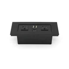 USA power strip 2 outlet socket desktop with black brush plate and USB charging port & overload protection switch D01