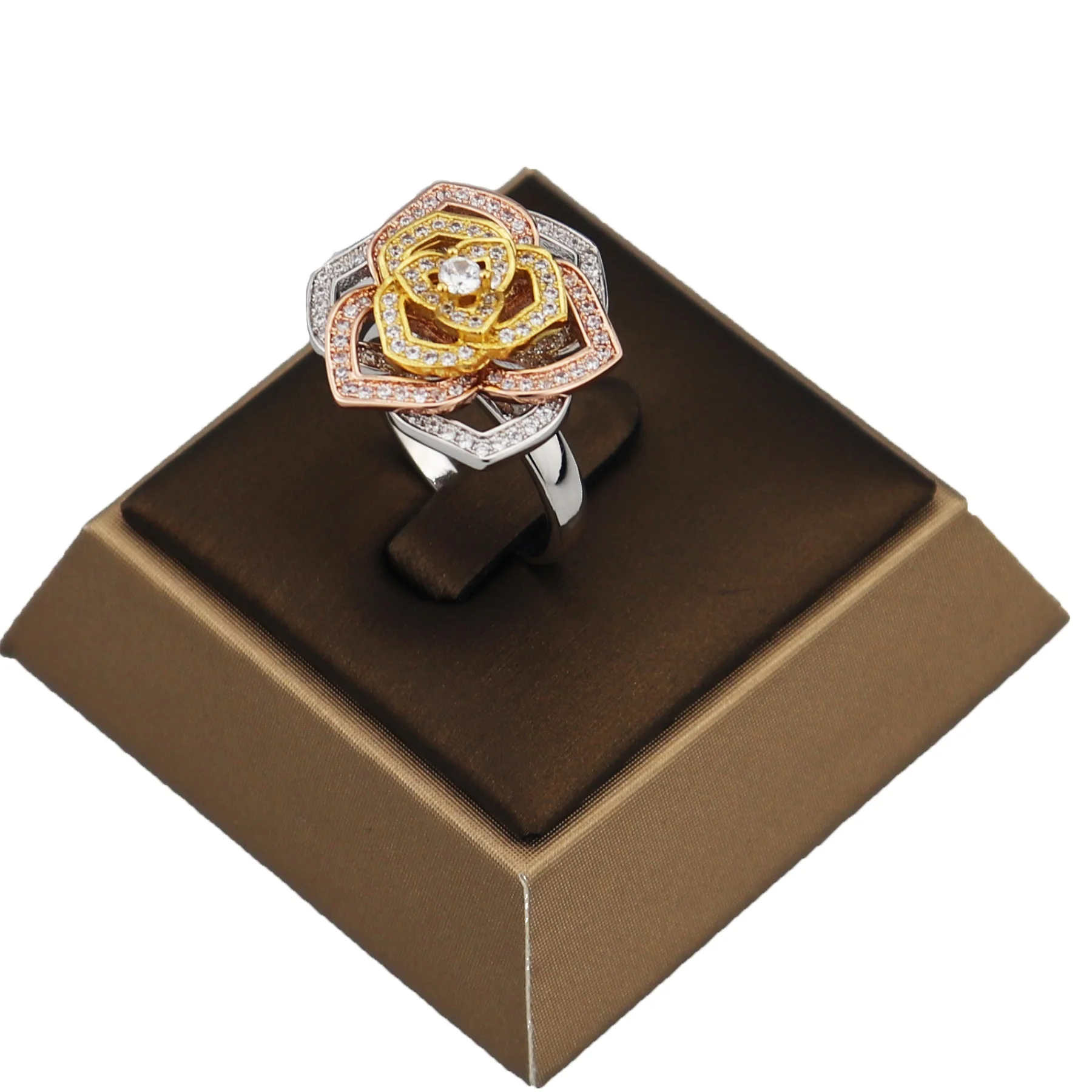 Fashion high quality gift Three layers and colors flower rings brand jewelry women girl set Zircon plated 18k gold jewelry set 
Fashion high quality gift Three layers and colors flower rings brand jewelry women girl set Zircon plated 18k gold jewelry set
