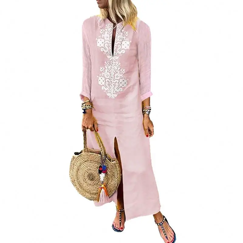 High Quality Women Dresses Cotton Linen Embroidery Muslim Long Sleeve Loose Vintage Print Boho Style Maxi Vestidos Casual Dress
High Quality Women Dresses Cotton Linen Embroidery Muslim Long Sleeve Loose Vintage Print Boho Style Maxi Vestidos Casual Dress