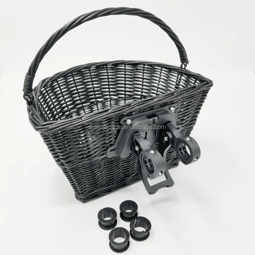 woven removable rattan bicycle basket willow bike baskets wicker