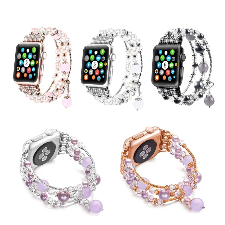Women Fashion Charm for Apple Watch Band Beads Luxury Crystal Pearl Replacement Strap for iWatch Series 5 4 3 38mm/40mm
Women Fashion Charm for Apple Watch Band Beads Luxury Crystal Pearl Replacement Strap for iWatch Series 5 4 3 38mm/40mm