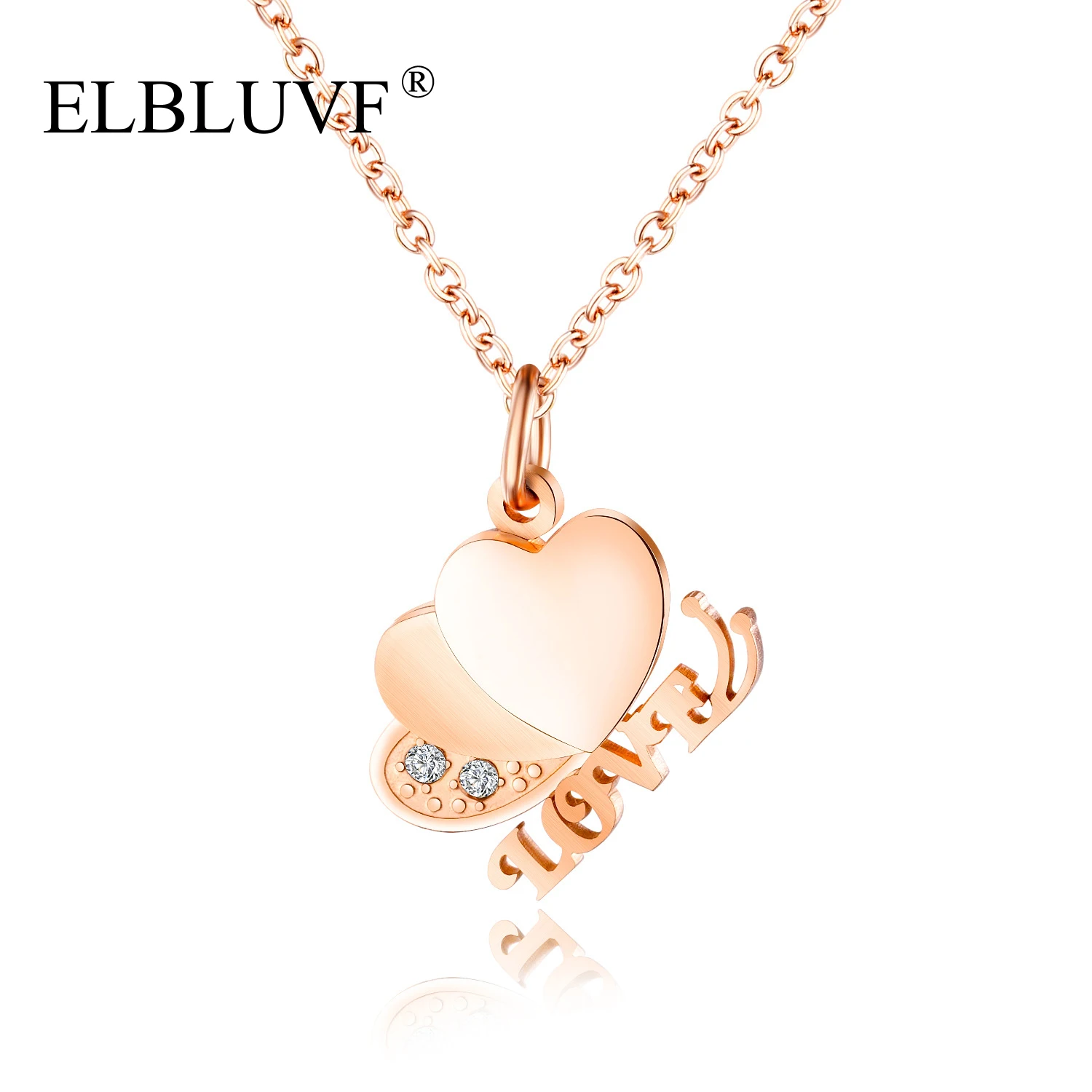 ELBLUVF Free Shipping Stainless Steel Zircon Rose Gold Plated Letter Love Heart Butterfly Necklace For Women, Rose gold/silver
ELBLUVF Free Shipping Stainless Steel Zircon Rose Gold Plated Letter Love Heart Butterfly Necklace For Women, Rose gold/silver