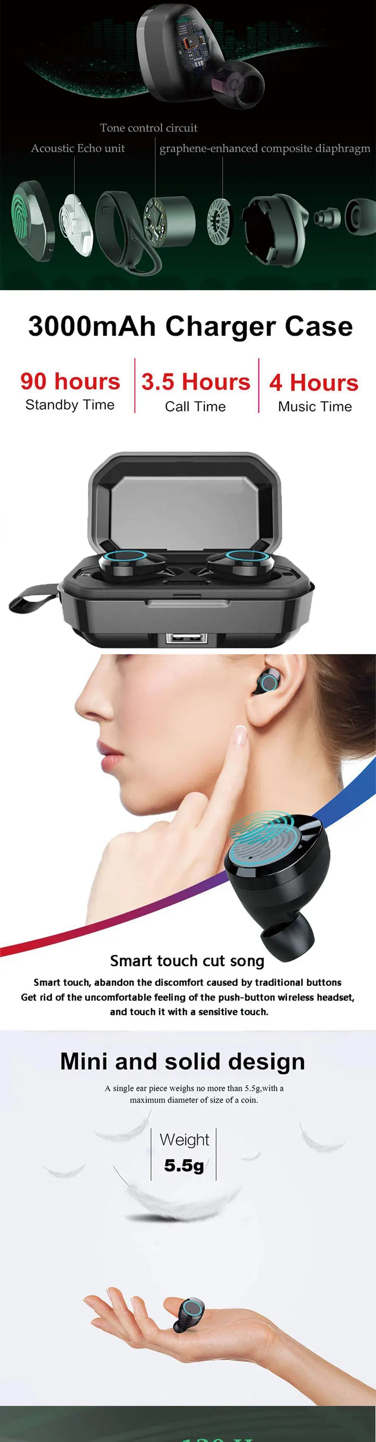 Hot sell bluetooth waterproof noise cancelling earphone earbuds x6 tws - ANKUX.COM
