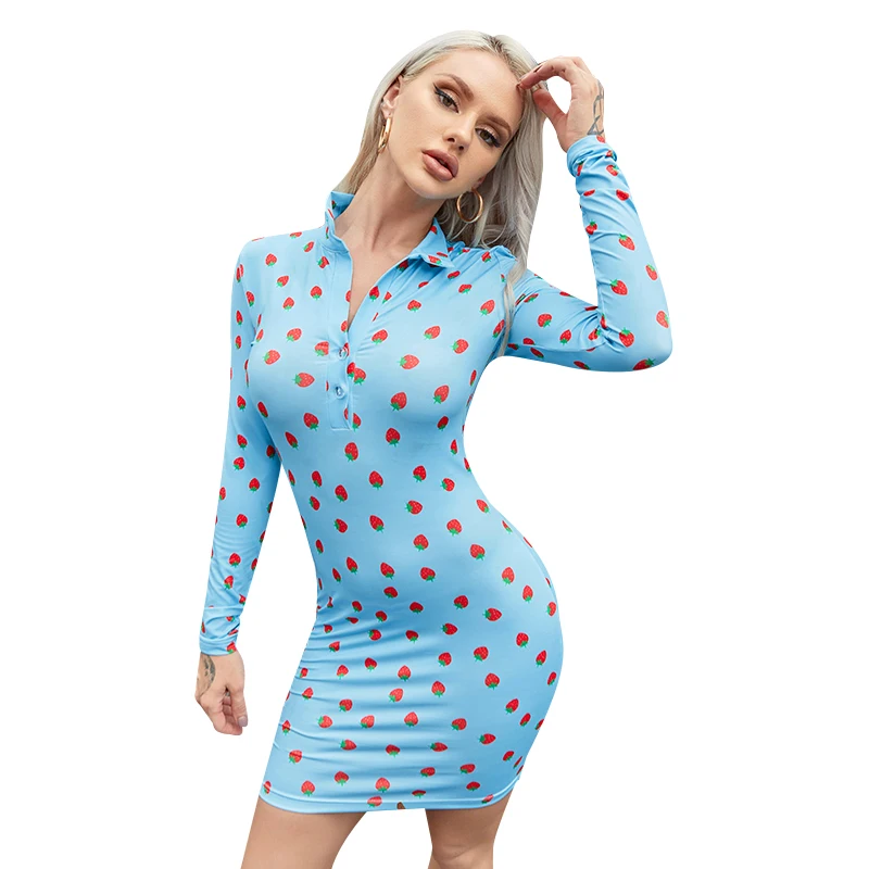 2021 fall new arrival strawberry printing polo dress casual long sleeve dress woman casual dresses
2021 fall new arrival strawberry printing polo dress casual long sleeve dress woman casual dresses