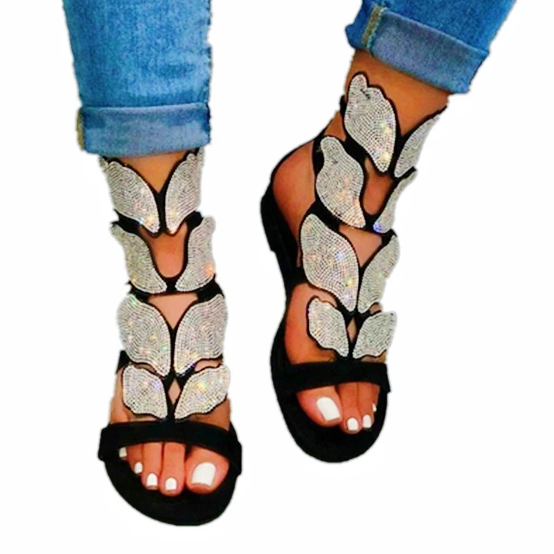 New Women Shoes 2020 Flat Bottom Butterfly Diamond Crystal Sandals Women Designer Shoes Women Famous Brands Black
New Women Shoes 2020 Flat Bottom Butterfly Diamond Crystal Sandals Women Designer Shoes Women Famous Brands Black