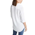 Silk 2020 New Women White Silk Shirt Long-sleeved Loose Mid-length Top Wild Autumn Double Pocket Shirt Top