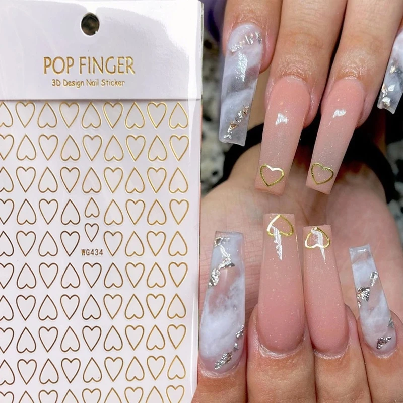 Laser Metal Heart Gold Line Manicure Nail Art Adhesive Sticker Wraps Tip Nail Decoration 3d Nail Stickers, Gold and silver
Laser Metal Heart Gold Line Manicure Nail Art Adhesive Sticker Wraps Tip Nail Decoration 3d Nail Stickers, Gold and silver
