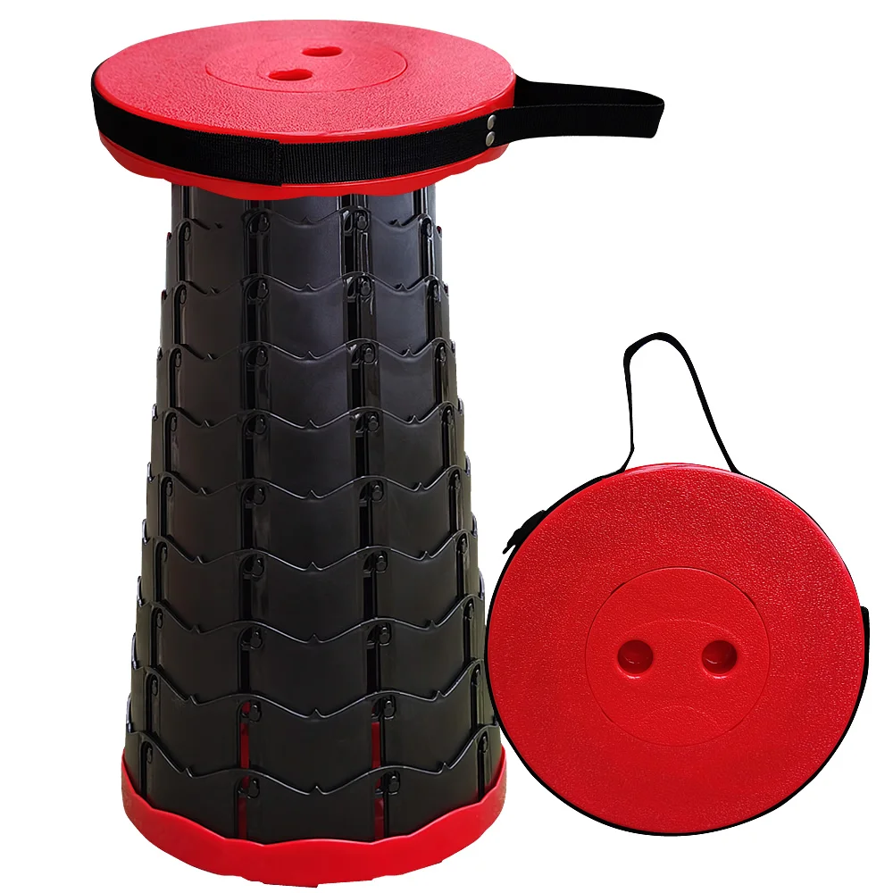 Retractable Folding Stool for Camping Fishing Portable Telescoping Stool Seat, Red 
Retractable Folding Stool for Camping Fishing Portable Telescoping Stool Seat, Red
