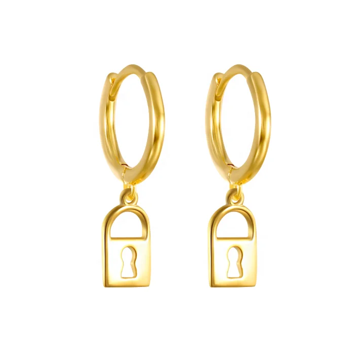 Tiny 925 sterling silver 14k gold hoop lock charm huggie hoop women earrings jewelry, Multi
Tiny 925 sterling silver 14k gold hoop lock charm huggie hoop women earrings jewelry, Multi