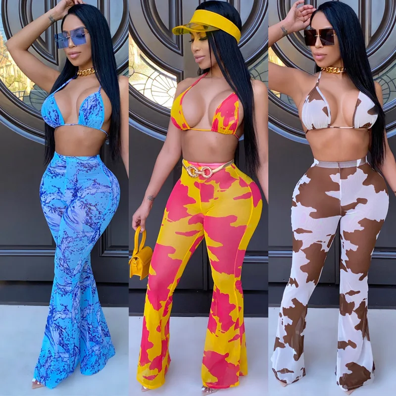 New Beach Wear Bra + Wide Leg Pants Sexy Bodycon Summer 2 Piece Outfits Floral Printed 2 Piece Set, As pictures
New Beach Wear Bra + Wide Leg Pants Sexy Bodycon Summer 2 Piece Outfits Floral Printed 2 Piece Set, As pictures