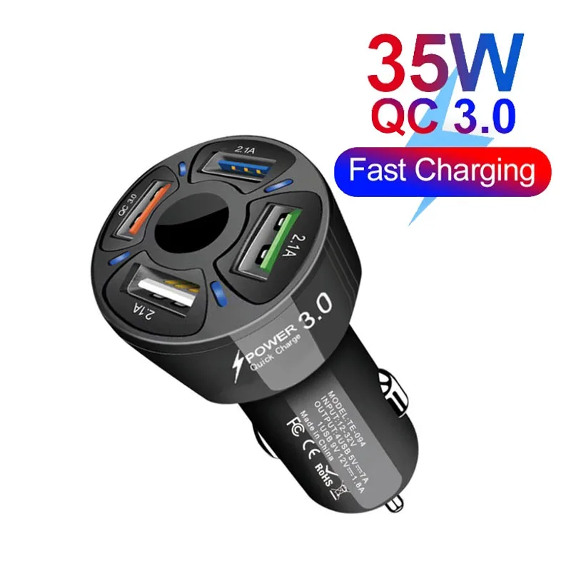 4 USB Car Charger Quick Charge 4.0 3.0 35W 7A Fast Charging Charger For iPhone Huawei Xiaomi Mobile Phone 4 Ports Car Charger
4 USB Car Charger Quick Charge 4.0 3.0 35W 7A Fast Charging Charger For iPhone Huawei Xiaomi Mobile Phone 4 Ports Car Charger