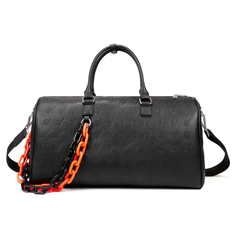 New Design Fashion Black Custom Logo Printed Large Ladies Leather Duffle Travel Bag, Customizable
New Design Fashion Black Custom Logo Printed Large Ladies Leather Duffle Travel Bag, Customizable