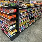 Wholesale convenience wood steel shop shelf black gondola book storage display shelving