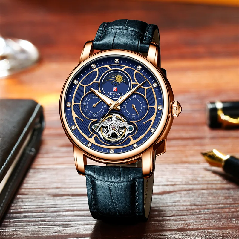 Reward Low moq luxury automatic leather machine watch for man Custom manufacturer fashion simple mechanical wrist watch
Reward Low moq luxury automatic leather machine watch for man Custom manufacturer fashion simple mechanical wrist watch