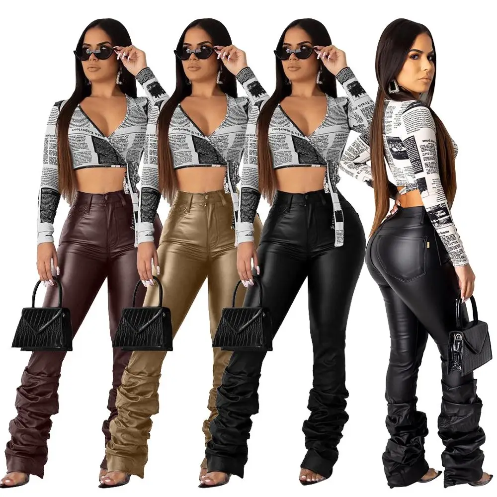 Black Faux Leather Stacked Pants Leggings For Woman Skinny Pu Leather Pants Plus Size Women's Trousers
Black Faux Leather Stacked Pants Leggings For Woman Skinny Pu Leather Pants Plus Size Women's Trousers