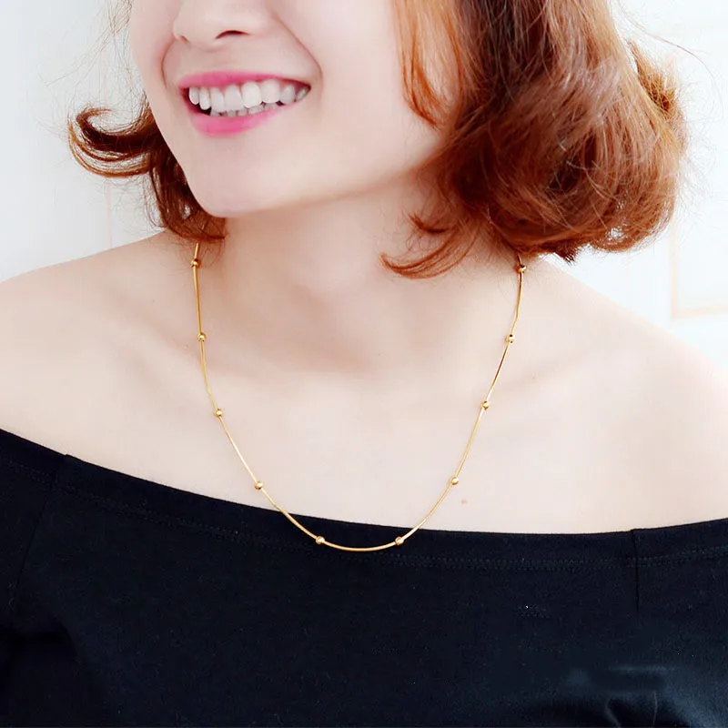 Fashion Titanium steel rose gold bead necklace long customized ladies necklaces
Fashion Titanium steel rose gold bead necklace long customized ladies necklaces