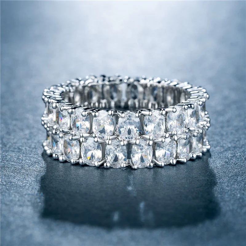 New Fashion 3 Colors Double Row Zircon Full Ring Silver Color Woman Jewelry Hot Sale Wedding Bride Engagement Ring
New Fashion 3 Colors Double Row Zircon Full Ring Silver Color Woman Jewelry Hot Sale Wedding Bride Engagement Ring