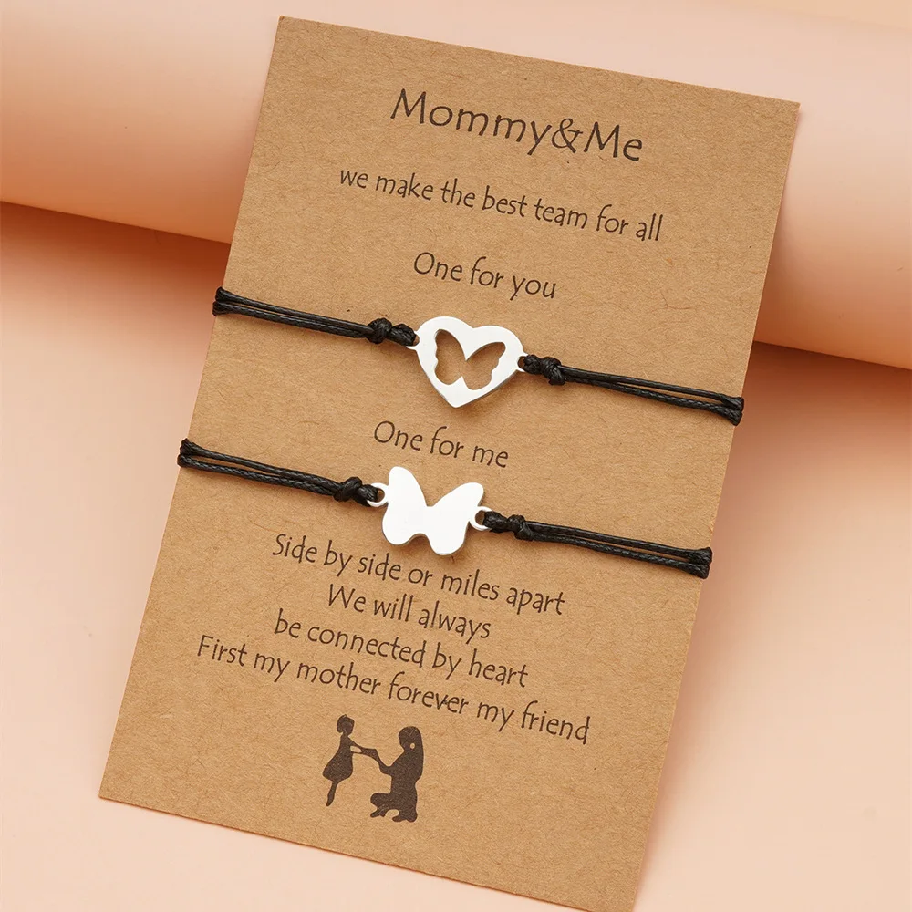 Hot sale personalized creative mother and me stainless steel card love woven bracelet, Silver
Hot sale personalized creative mother and me stainless steel card love woven bracelet, Silver