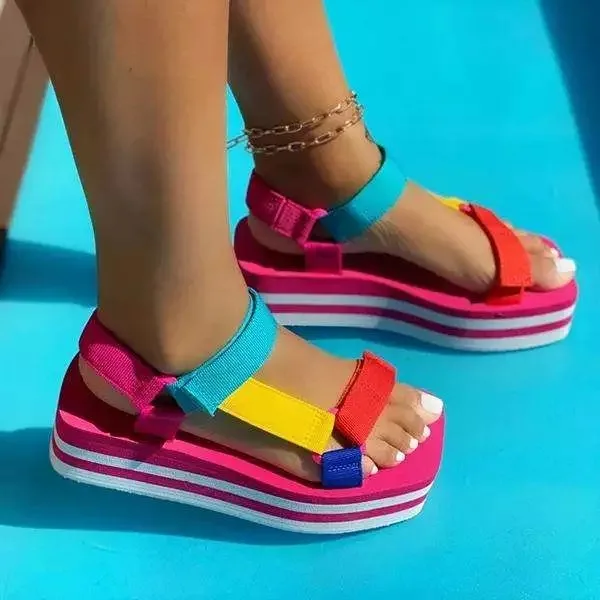 2021 New Arrival Outdoor Beach Amazon Women Shoes Color-Matching Ankle Wrap Thick Bottom Hard-Wearing Custom Platform Sandals
2021 New Arrival Outdoor Beach Amazon Women Shoes Color-Matching Ankle Wrap Thick Bottom Hard-Wearing Custom Platform Sandals