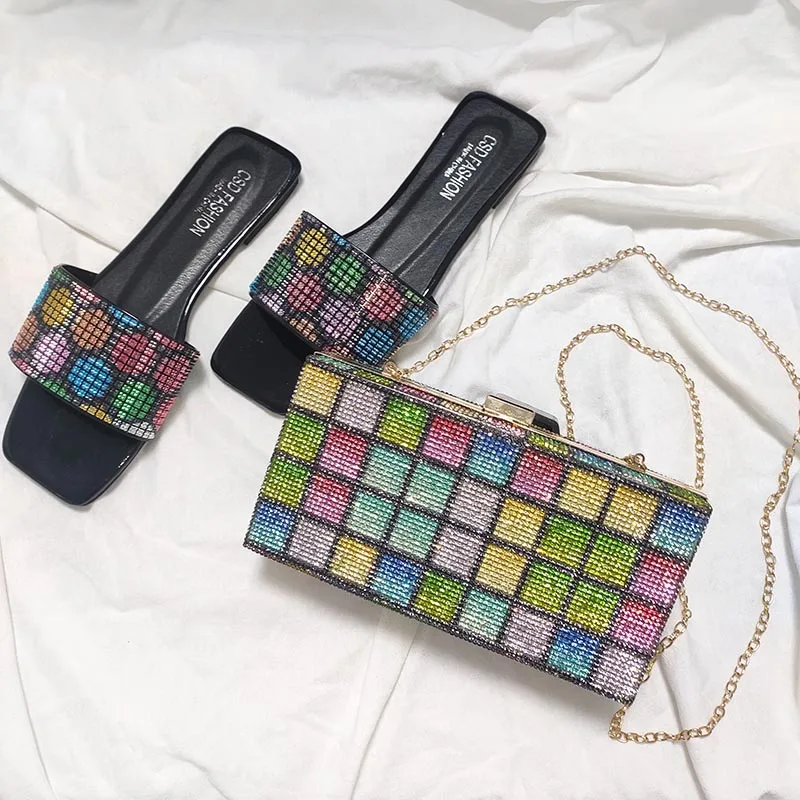 Ladies Shoe Sandals And Purse Handbag Sets Rhinestone Diamond Crossbody Woman Clutch Evening Bag, 2 colors
Ladies Shoe Sandals And Purse Handbag Sets Rhinestone Diamond Crossbody Woman Clutch Evening Bag, 2 colors