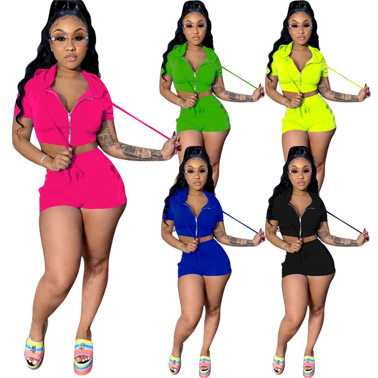 Activewear Ladies Tracksuit Hooded Zipper Top Shorts Jogging Outfit Summer Women Two Piece Sets, Picture
Activewear Ladies Tracksuit Hooded Zipper Top Shorts Jogging Outfit Summer Women Two Piece Sets, Picture