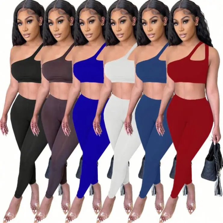 2021 One Shoulder Sleeveless Blouse And Trousers Two-Piece Sets Solid Color Fashion Women's Set
2021 One Shoulder Sleeveless Blouse And Trousers Two-Piece Sets Solid Color Fashion Women's Set