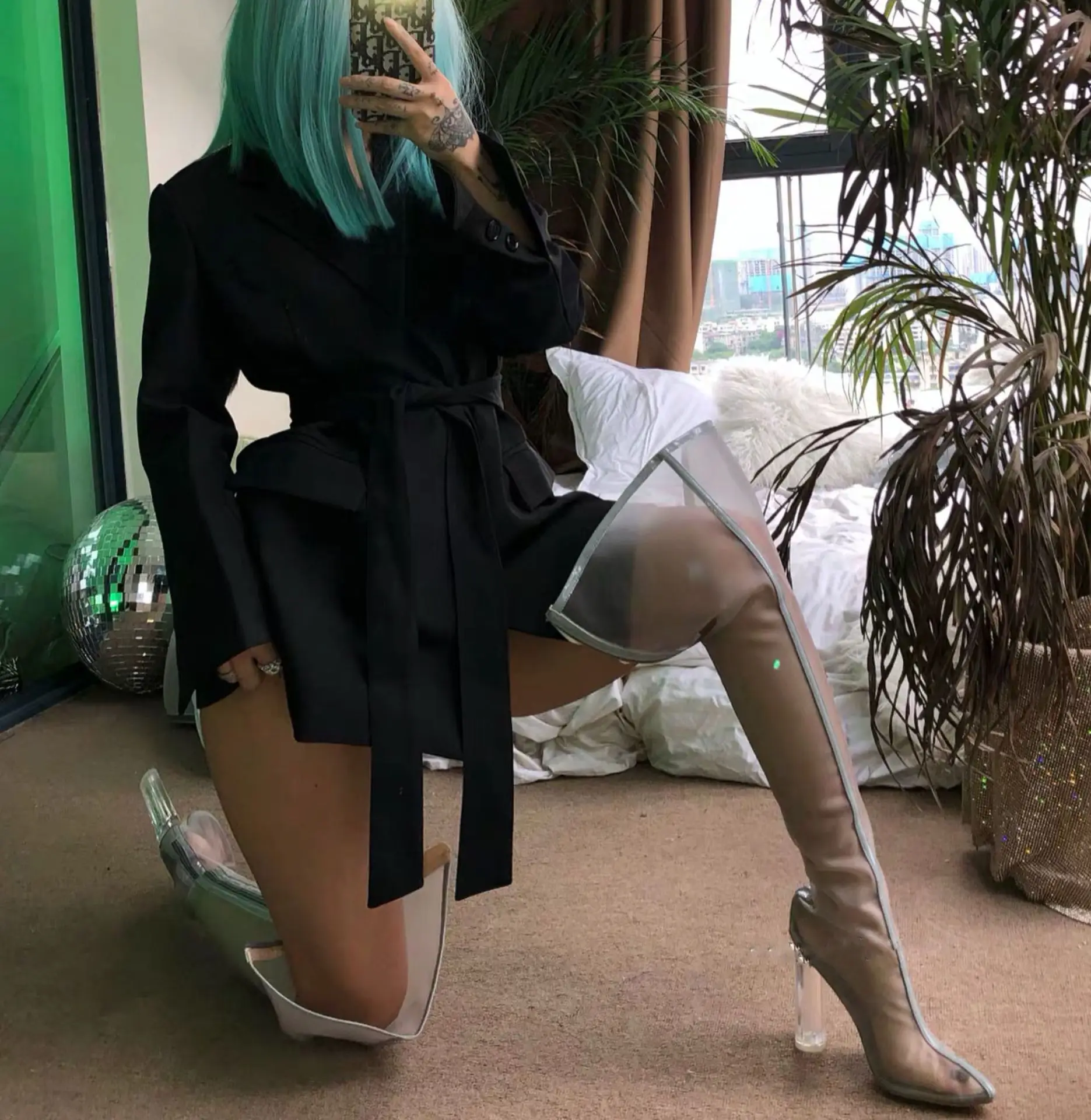 PDEP Women 2022 Latest Mesh Transparent Wide Calf Women Boots Fashion Thing Chunky Heel Long Boots, 7 colors
PDEP Women 2022 Latest Mesh Transparent Wide Calf Women Boots Fashion Thing Chunky Heel Long Boots, 7 colors