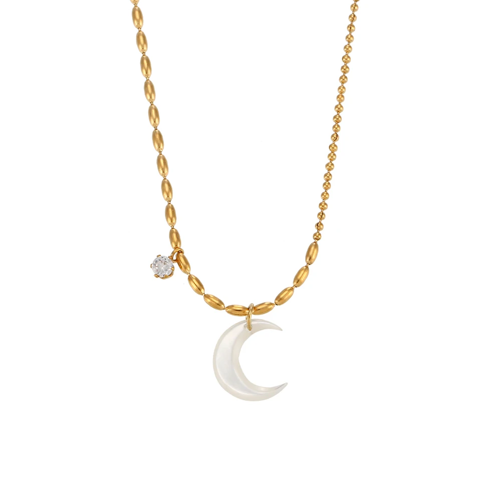 INS Popular Stainless Steel Beaded Chain Charm Necklace Irregular Moon Shell Jewellery Pendant Necklace
INS Popular Stainless Steel Beaded Chain Charm Necklace Irregular Moon Shell Jewellery Pendant Necklace